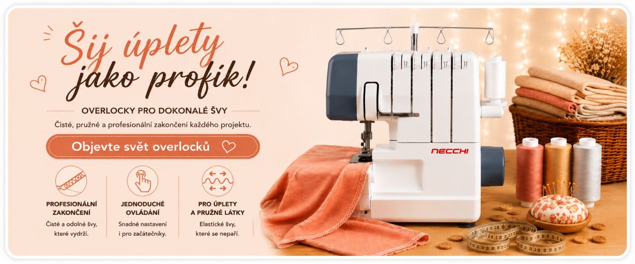 Domácí overlock pro šití úpletů a profesionální zakončení švů.