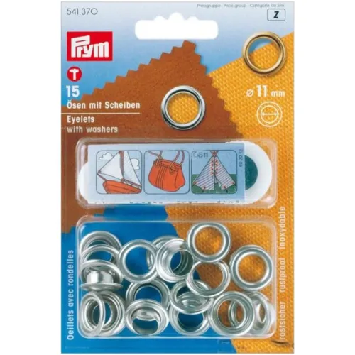 Průchodky PRYM kovové 11mm nikl s podložkou Průchodky PRYM kovové 11mm nikl s podložkou