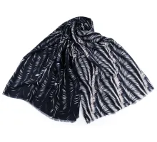 Šátek / šála / pléd listy 85x180 cm modrá tmavá 1 ks