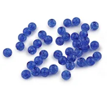 Plastové korálky kraklované Ø8 mm modrá námořnická 30 g
