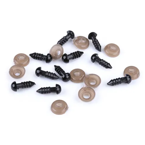 Oči s pojistkou 6 mm černé - sada 10 ks