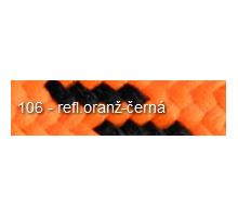 Oděvní šňůra PES 4 mm 5m na kartě refl.oranž-černá