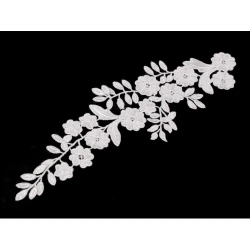 Krajková aplikace / vsadka 9x30 cm Off White 2 ks