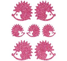 Nažehlovací aplikace třpytivá ježci růžová