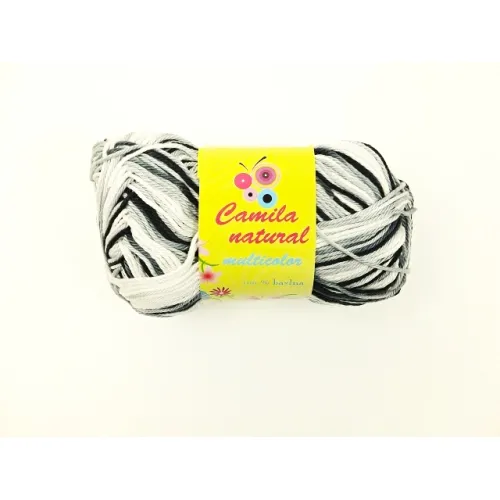 Příze camila natural multicolor černá+bílá 9017