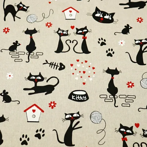 Plátno režné kočičí život