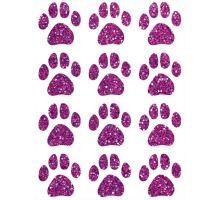 Nažehlovací aplikace třpytivá psí stopy fialová