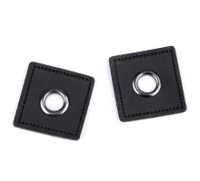 Průchodka s koženkovým čtverečkem k našití, průvlek 8 mm šedá 1000 ks