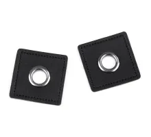 Průchodka s koženkovým čtverečkem k našití, průvlek 8 mm černá 1000 ks