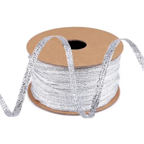 Stuha lurexová / brokátová šíře 3 mm vánoční