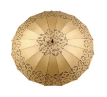 Dámský vystřelovací deštník větvičky a květy béžová písková 1 ks