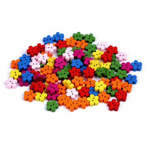 Dřevěný dekorační knoflík květ mix 100 ks