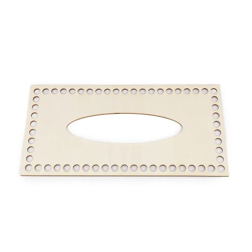 Víko na pletení / háčkování krabičky na kapesníky 12x24cm přírodní sv. 1 ks