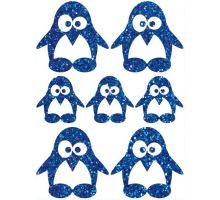 Nažehlovací aplikace třpytivá tučňáci modrá