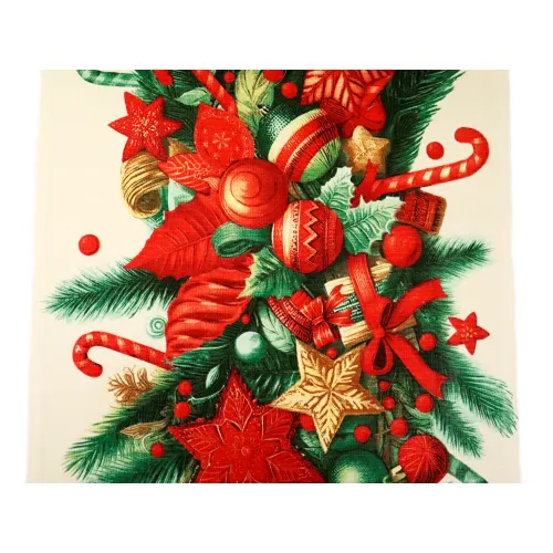 Plátno vaflové piké Vánoční ozdoby s dárečky