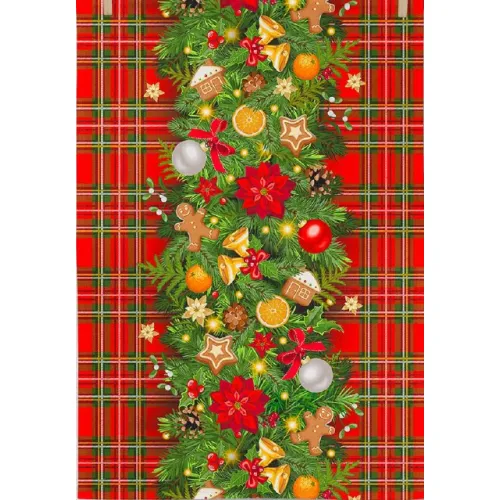 Plátno vaflové piké Vánoční řetěz Plátno vaflové piké Vánoční řetěz