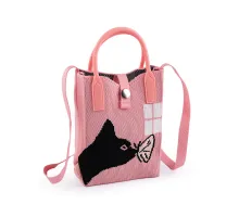 Dívčí textilní kabelka / taška kočka 12x18 cm růžová světlá 1 ks