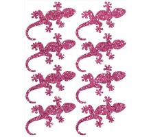 Nažehlovací aplikace třpytivá ještěrky růžová