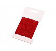 Bavlněná krajka šíře 12 mm paličkovaná červená balení 3m