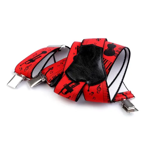 Šle hudební šíře 4 cm délka 120 cm červená-černá