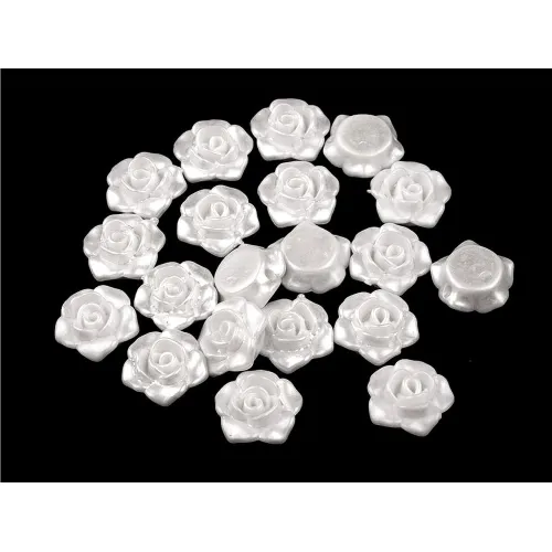 Plastové voskové korálky / perly růžičky s průvlekem Ø13 mm