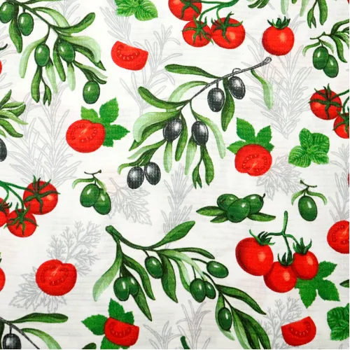 Plátno vaflové piké rajčata a olivy