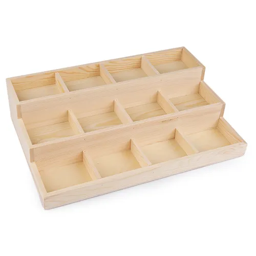 Dřevěné plato / organizér 3 patrový 24x35,5 cm přírodní sv. 1 ks