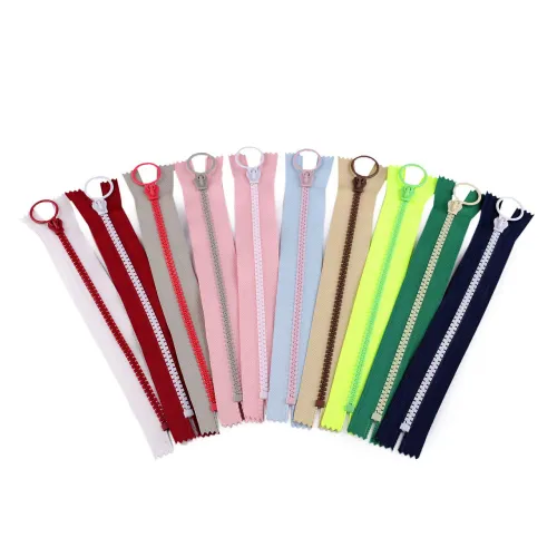 Kostěný zip barevný No 5 délka 20 cm s ozdobným jezdcem