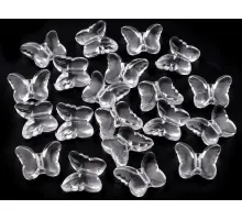 Plastové korálky motýl 15x18 mm transparent 20 ks