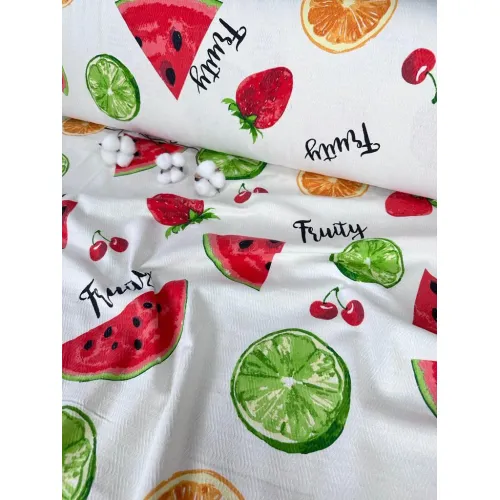 Plátno vaflové citrusy a melouny - šíře 240 cm - 2. jakost