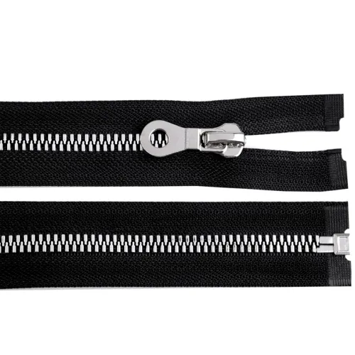Kostěný zip, imitace kovu No 8 délka 90 cm bundový černá 1 ks
