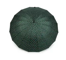 Velký rodinný deštník s puntíky zelená tm. 1 ks