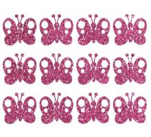 Nažehlovací aplikace třpytivá motýlci růžová