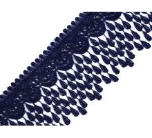 Vzdušná krajka s třásněmi šíře 80 mm berlínská modrá