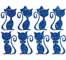 Nažehlovací aplikace třpytivá kočičí pár modrá