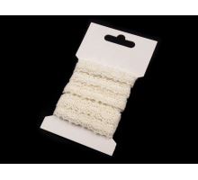 Bavlněná krajka šíře 12 mm paličkovaná krémově bílá balení 3m