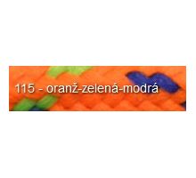 Oděvní šňůra PES 4 mm 5m na kartě oranž-zelená-modrá