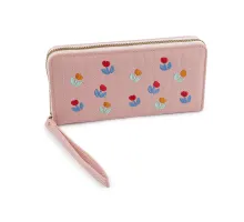 Dámská peněženka vyšívaná 10x19 cm pudrová 1 ks